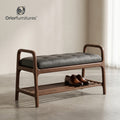 Oriorfurnitures™ Cushioned Shoe Bench with Lower Shelf